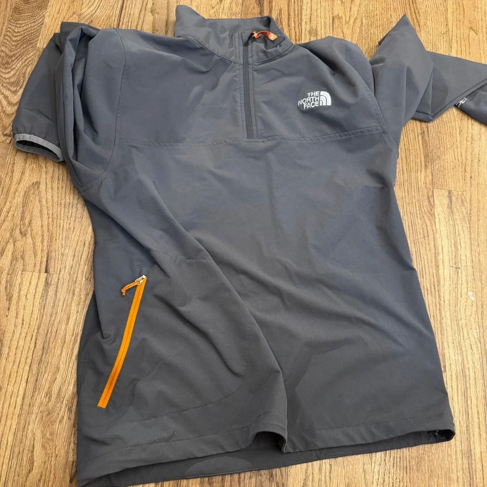 The North Face Apex Mens Gray Quarter Zip Softshell Pullover Jacket Size Medium